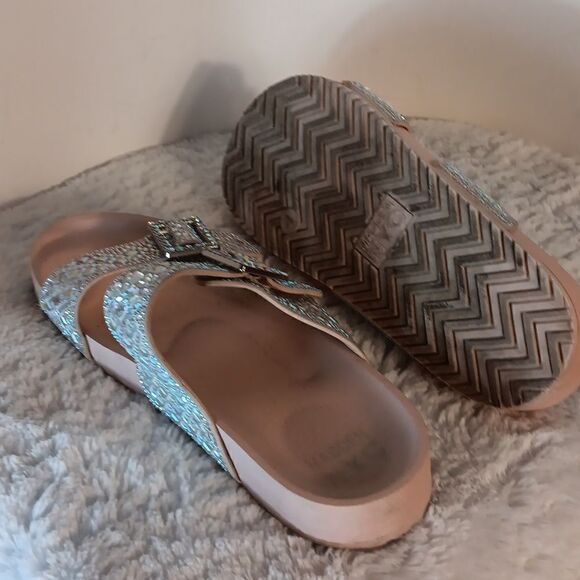 Madden Girl Lemonade Rhinestone Double Buckle Slides - Picture 4 of 7